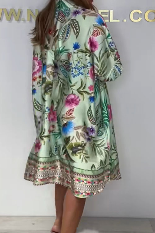 Nonnadress  Fashion V-neck printed casual dress