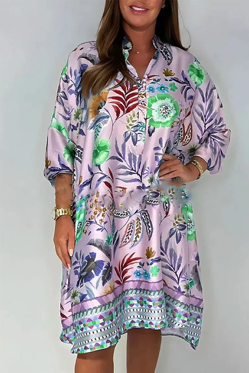 Nonnadress  Fashion V-neck printed casual dress