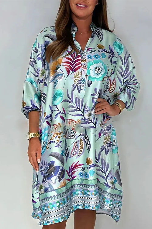 Nonnadress  Fashion V-neck printed casual dress