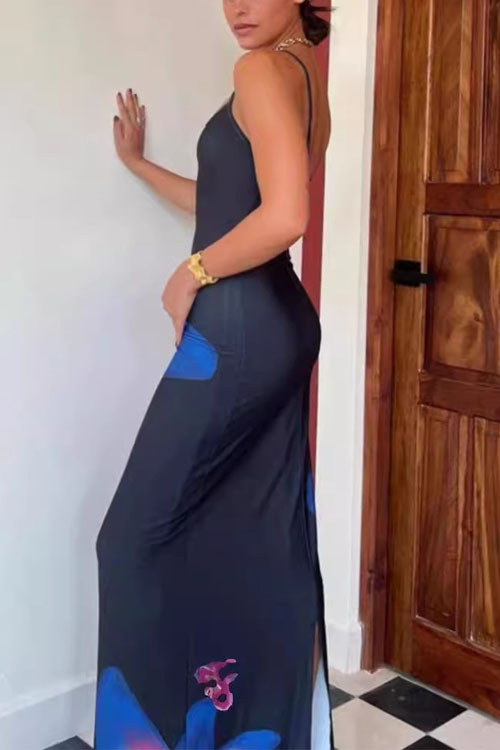 Nonnadress Floral Printed Bodycon Maxi Dress