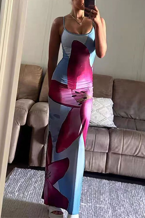 Nonnadress Floral Printed Bodycon Maxi Dress