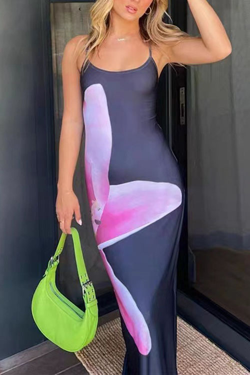 Nonnadress Floral Printed Bodycon Maxi Dress