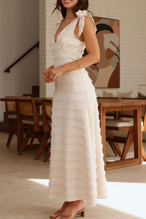 Nonnadress   French retro gentle V-neck textured dress