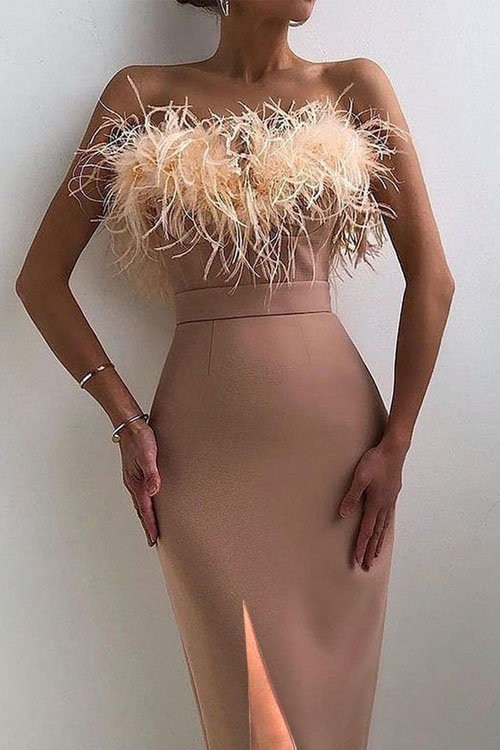Nonnadress Strap Feather Formal Dress