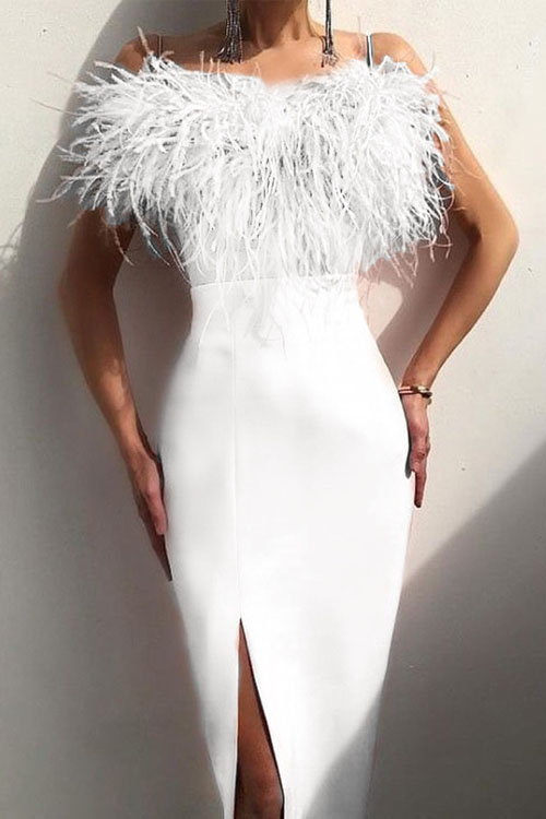 Nonnadress Strap Feather Formal Dress