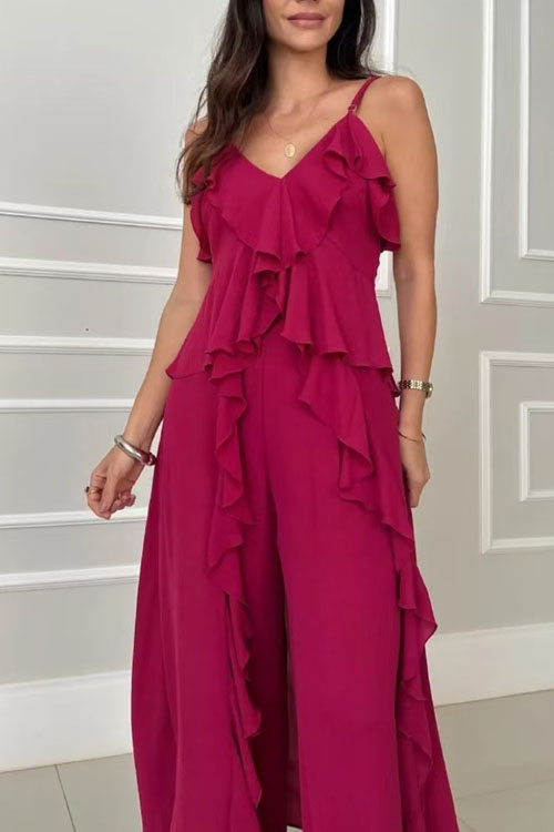 Nonnadress  Ruffled sleeveless suspender jumpsuit