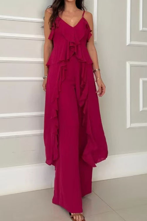 Nonnadress  Ruffled sleeveless suspender jumpsuit