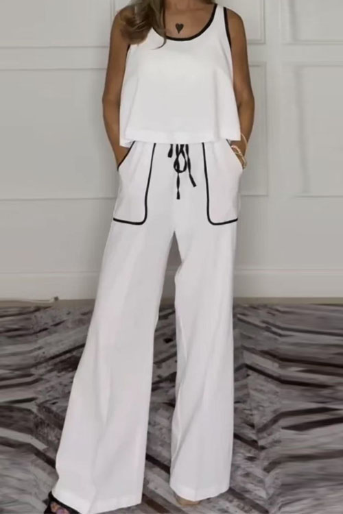 Nonnadress casual loose pullover contrast color two-piece suit