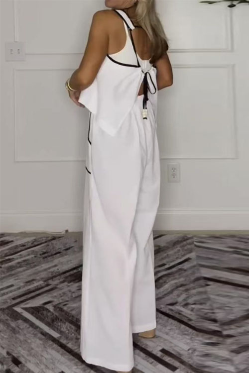 Nonnadress casual loose pullover contrast color two-piece suit