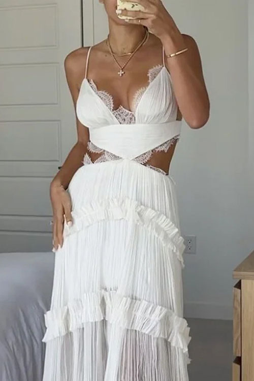 Nonnadress Halter Lace Sheer Ripped Dress