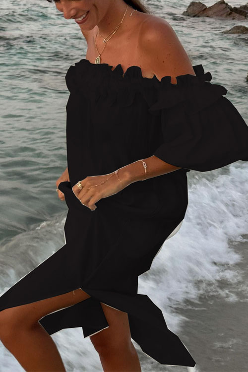 Nonnadress One-Shoulder Split Vacation Dress