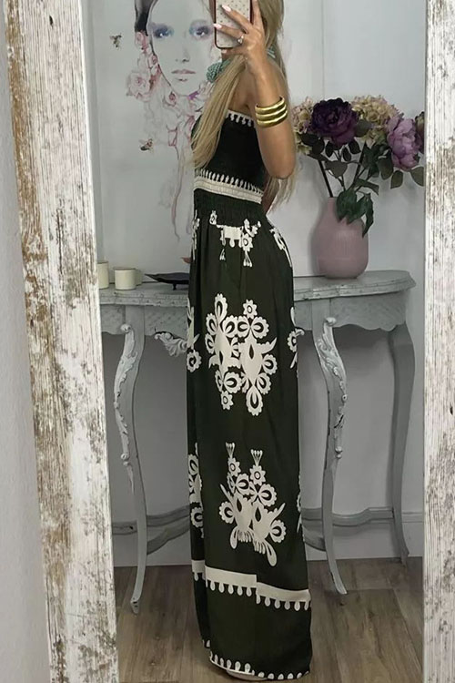 Nonnadress Strapless Floral Print High Waist Jumpsuit