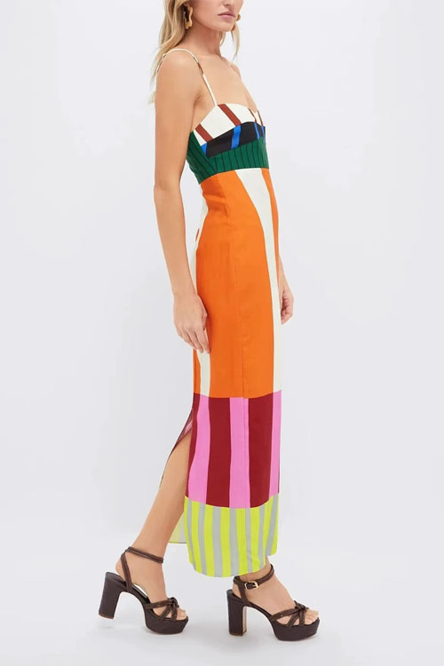 Nonnadress Colorblocked Split Stripe Dress