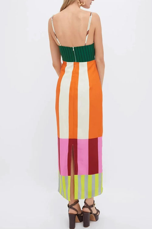 Nonnadress Colorblocked Split Stripe Dress