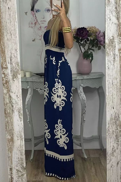 Nonnadress Strapless Floral Print High Waist Jumpsuit
