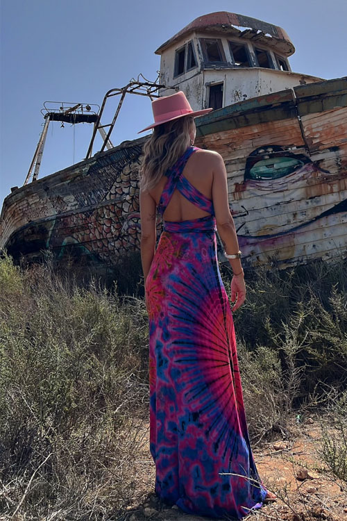 Nonnadress Printed V-Neck Halter Neck Dress