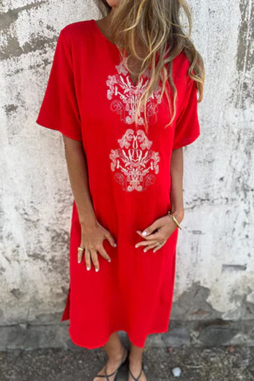 Nonnadress Round Neck Loose Printed Long Dress