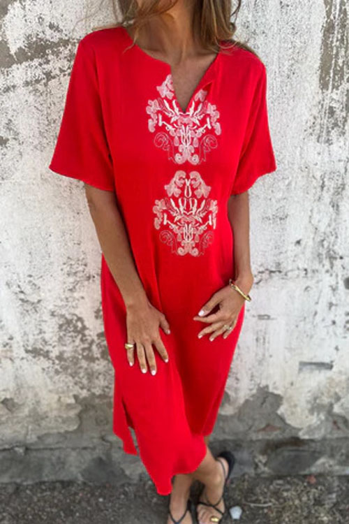 Nonnadress Round Neck Loose Printed Long Dress