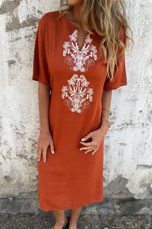 Nonnadress Round Neck Loose Printed Long Dress