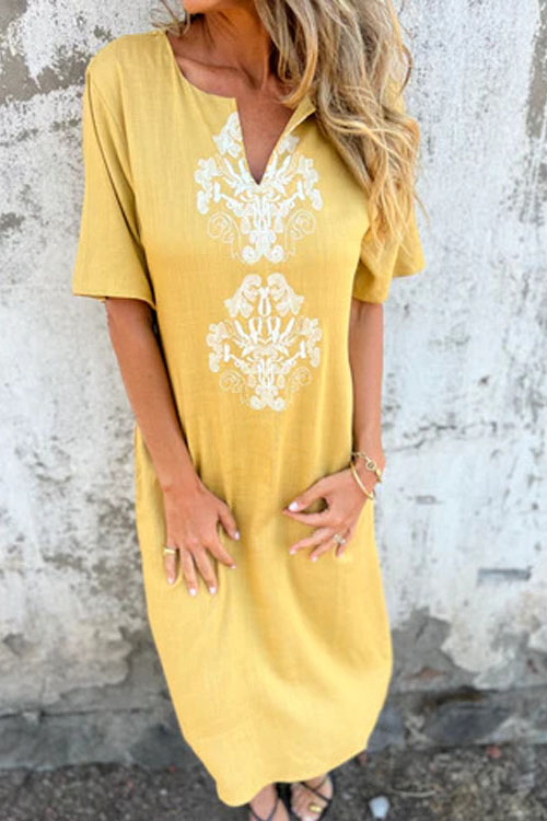 Nonnadress Round Neck Loose Printed Long Dress