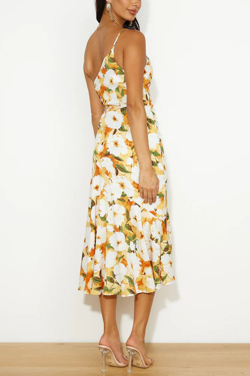 Nonnadress Asymmetrical Neckline Halter Mermaid Printed Dress