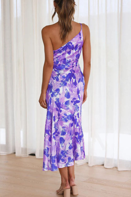 Nonnadress Asymmetrical Neckline Halter Mermaid Printed Dress