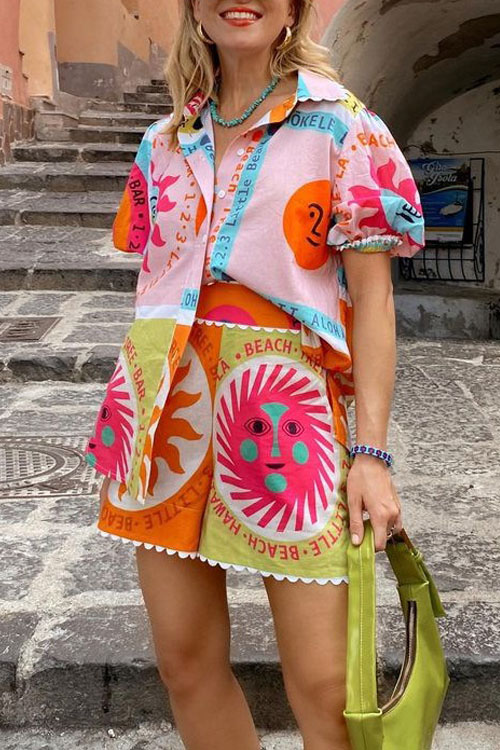 Nonnadress Casual Lace Lapel Cardigan Shirt Set