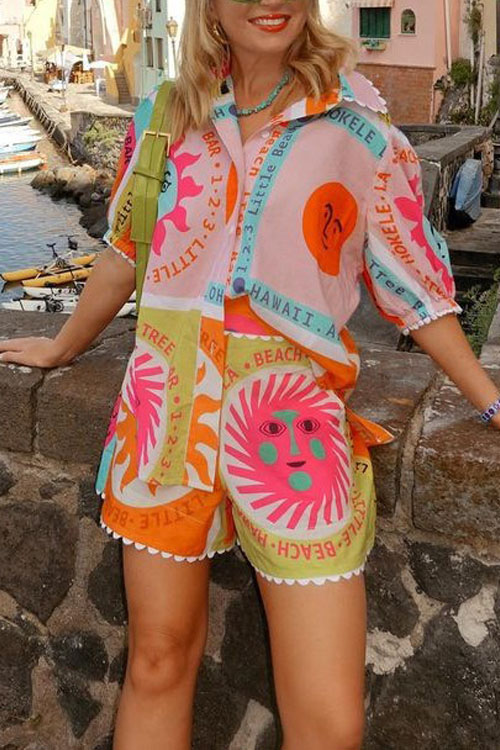 Nonnadress Casual Lace Lapel Cardigan Shirt Set