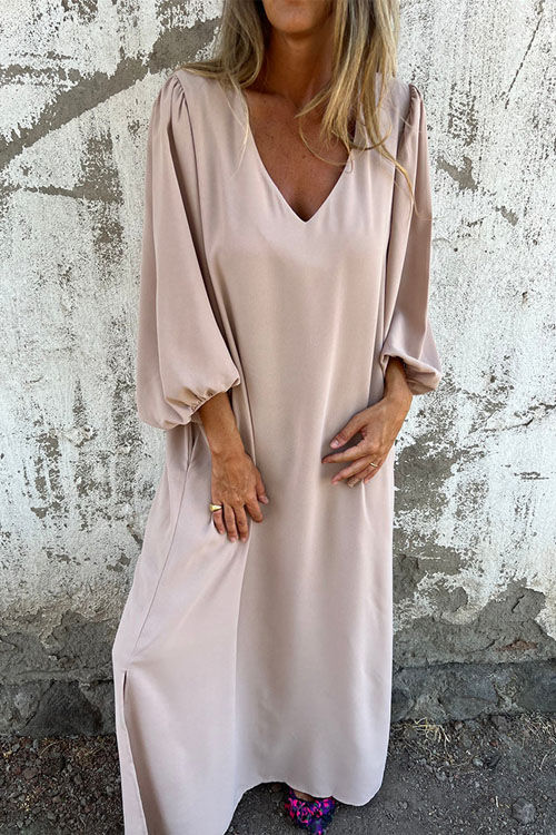 Nonnadress Lantern Sleeve Multi-color Dress