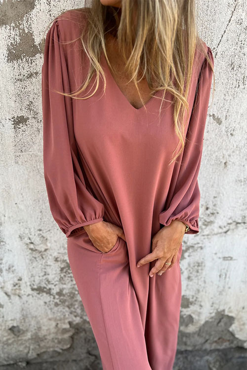 Nonnadress Lantern Sleeve Multi-color Dress