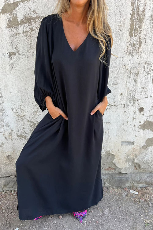 Nonnadress Lantern Sleeve Multi-color Dress