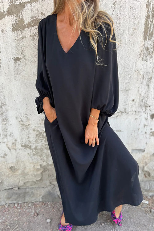 Nonnadress Lantern Sleeve Multi-color Dress