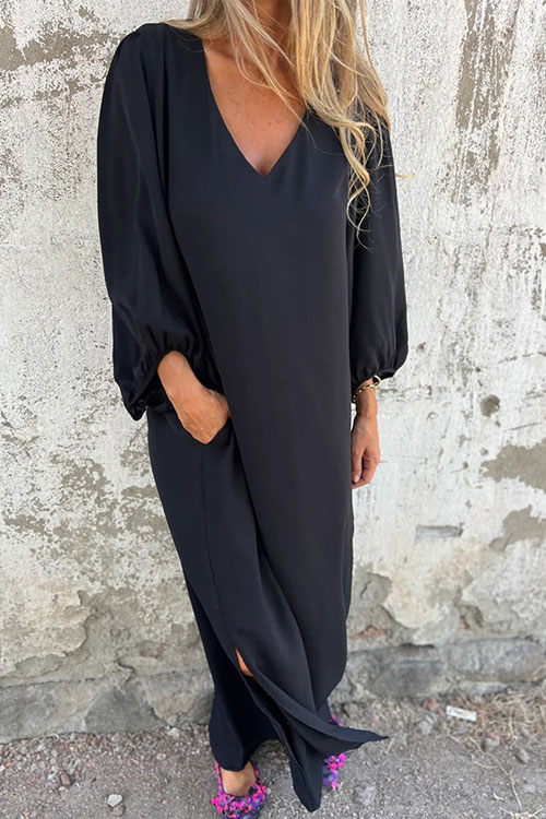 Nonnadress Lantern Sleeve Multi-color Dress