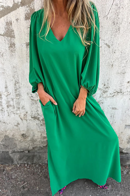 Nonnadress Lantern Sleeve Multi-color Dress