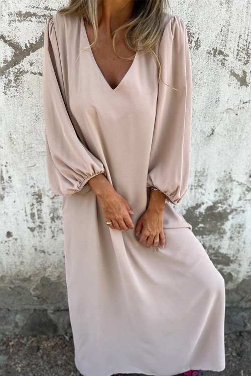 Nonnadress Lantern Sleeve Multi-color Dress