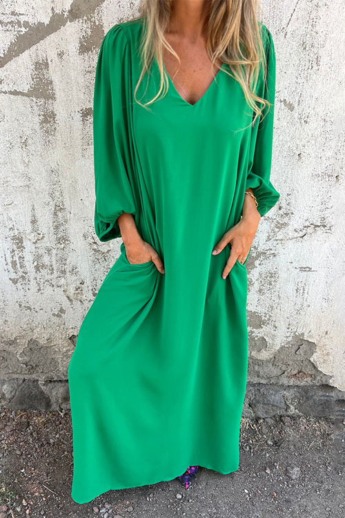 Nonnadress Lantern Sleeve Multi-color Dress