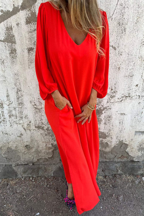 Nonnadress Lantern Sleeve Multi-color Dress