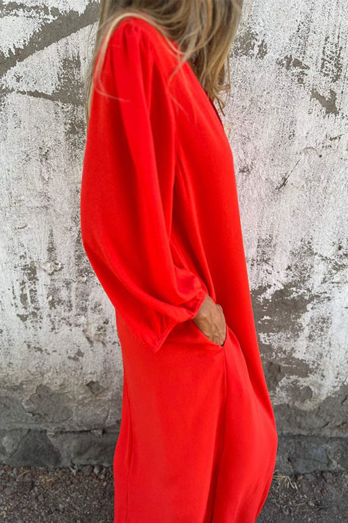 Nonnadress Lantern Sleeve Multi-color Dress