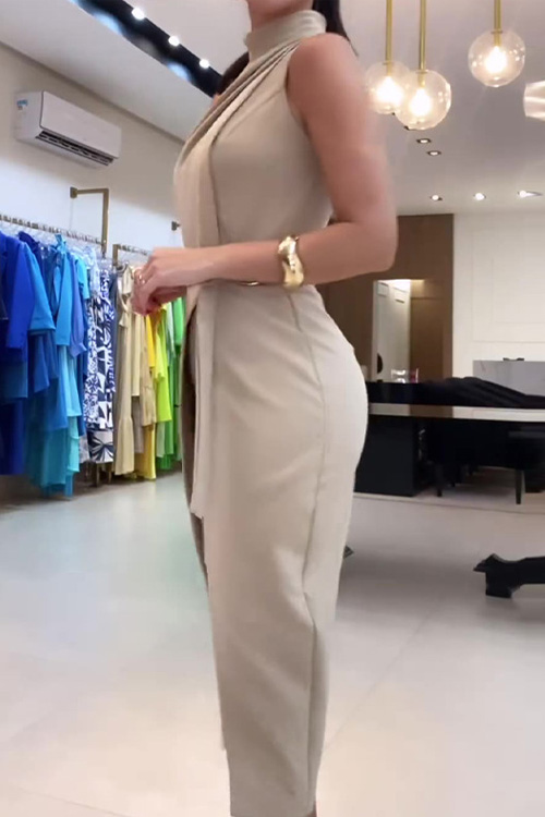 Nonnadress Stylish Round Neck Pleated Dress