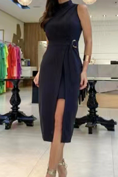 Nonnadress Stylish Round Neck Pleated Dress