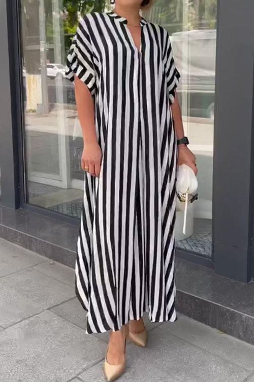 Nonnadress Striped Split Hem Maxi Dress