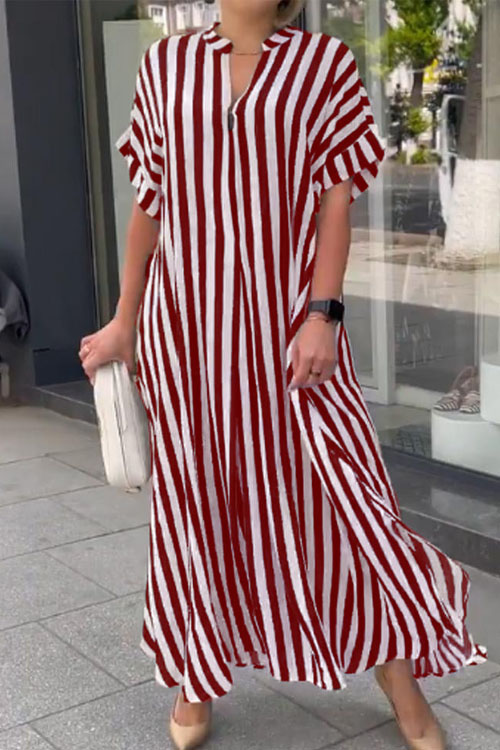 Nonnadress Striped Split Hem Maxi Dress
