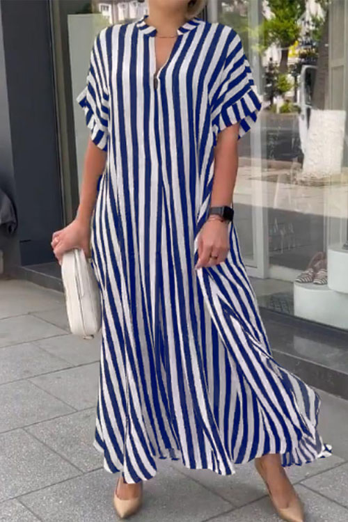 Nonnadress Striped Split Hem Maxi Dress