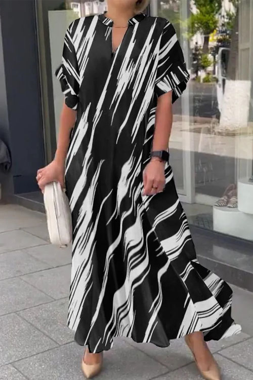 Nonnadress Striped Split Hem Maxi Dress