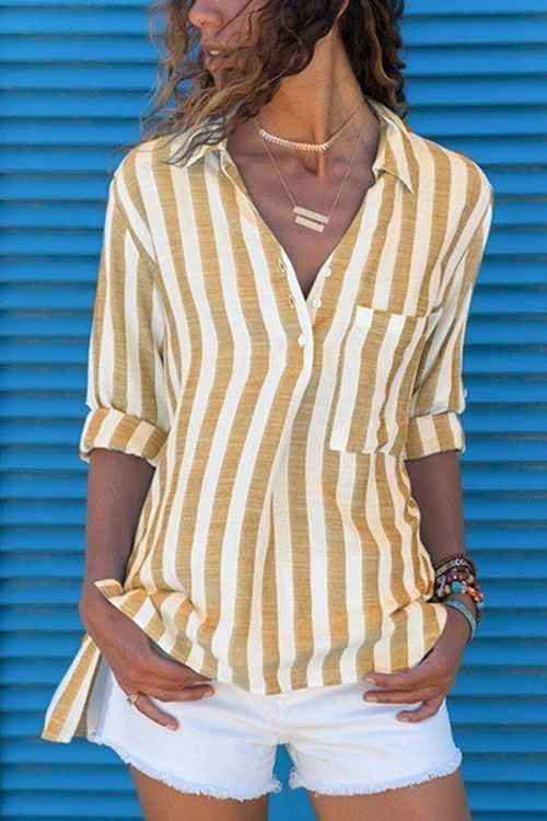 Nonnadress Summer Striped Long Sleeve Casual Shirt