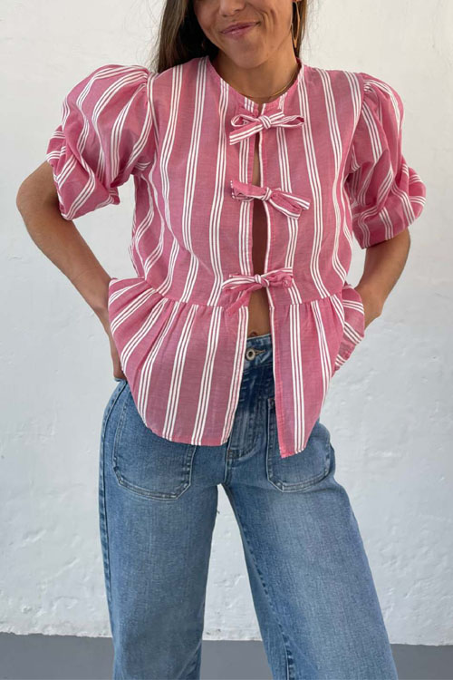 Nonnadress Drawstring Loose Patchwork Pleated Shirt