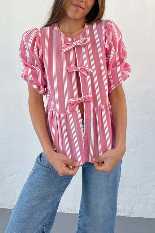 Nonnadress Drawstring Loose Patchwork Pleated Shirt