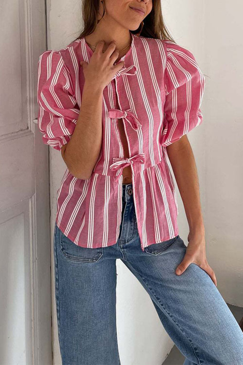 Nonnadress Drawstring Loose Patchwork Pleated Shirt