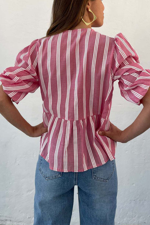 Nonnadress Drawstring Loose Patchwork Pleated Shirt