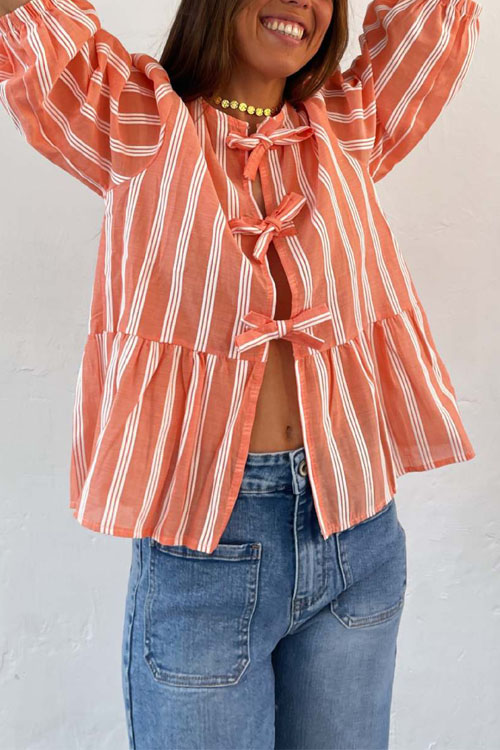 Nonnadress Drawstring Loose Patchwork Pleated Shirt